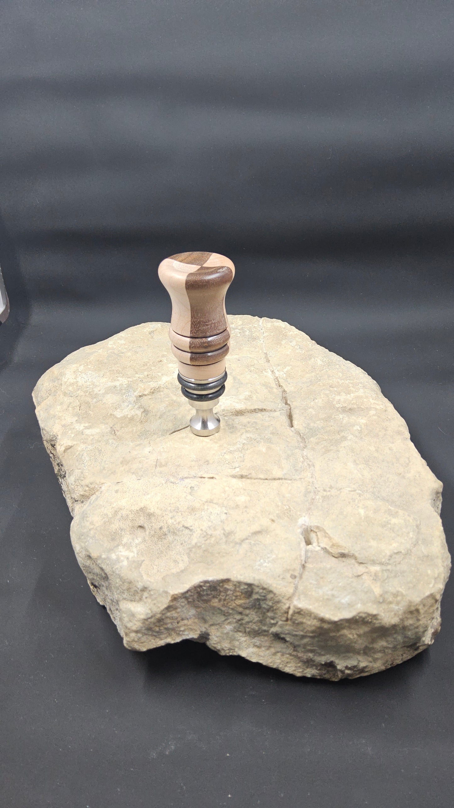 Hand Turned Maple & Walnut Chrome Bottle Stopper