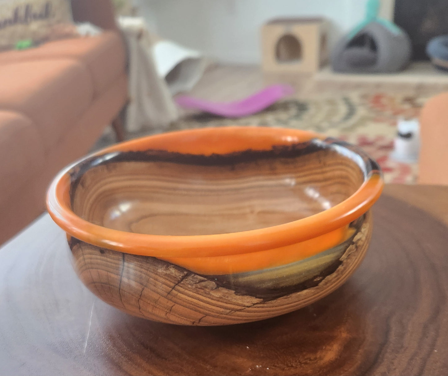 Pecan and resin bowl