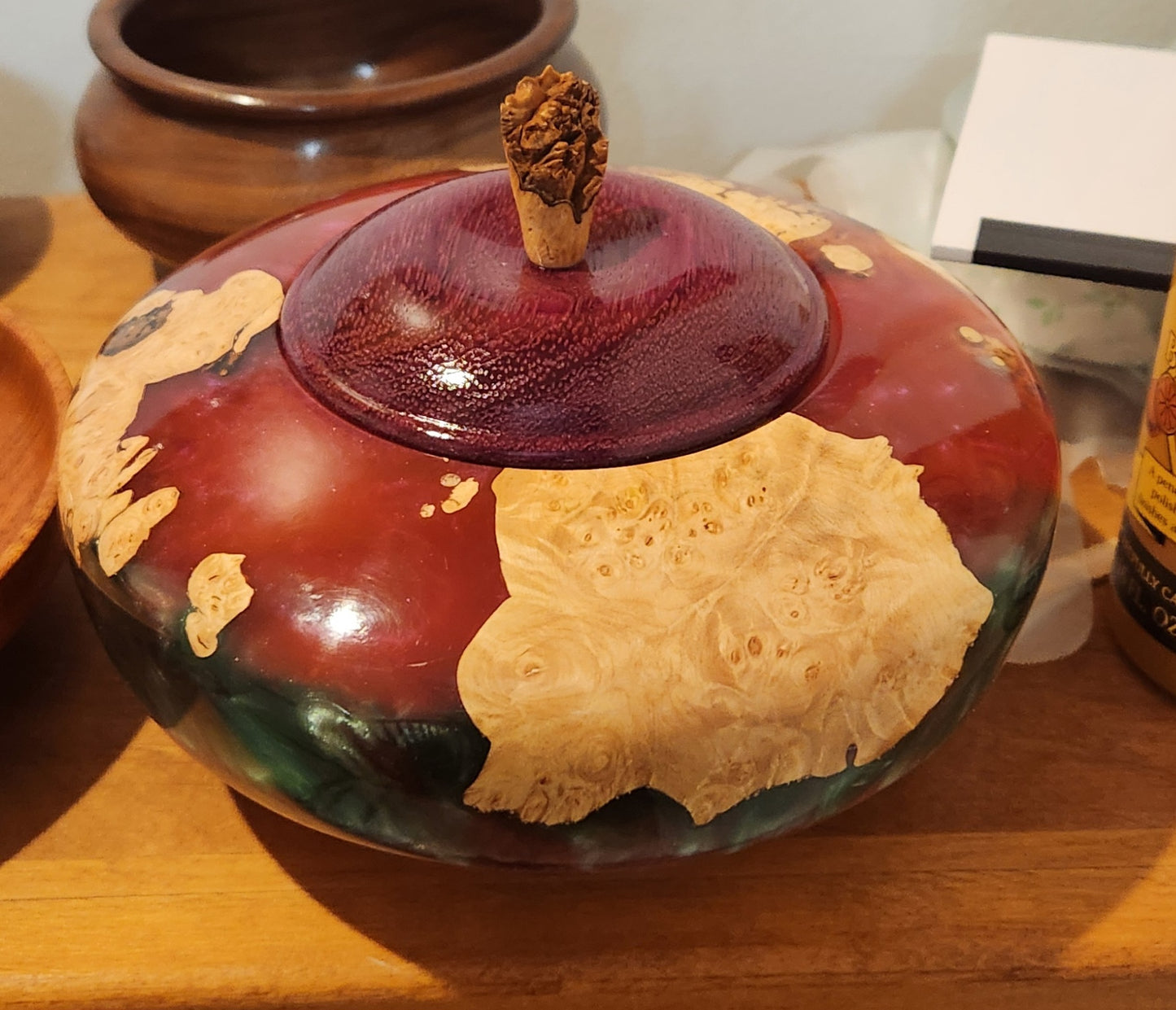 Resin and maple Burl lidded Hollowform
